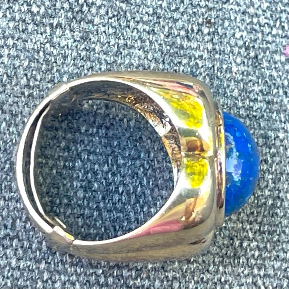 LE MONDE LE BIJOUX Lapis Lazuli stone in 925 sterling flower setting, sz8, 12.8g - Picture 8 of 13
